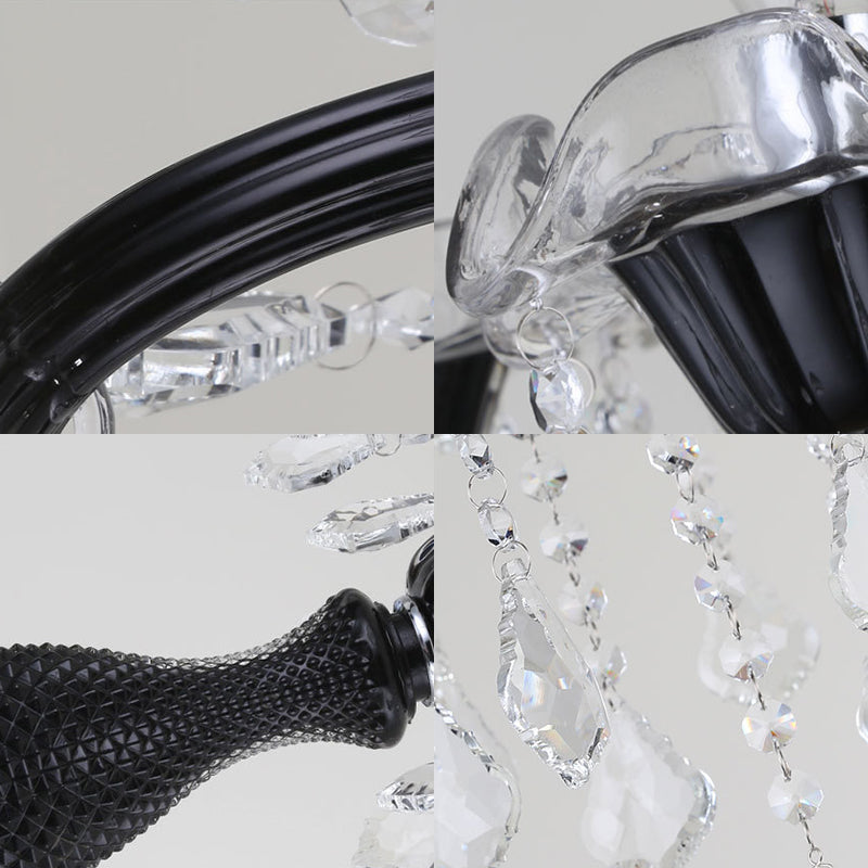 Lámpara de techo de flores negras Modernismo Modernismo 6 cabezas Luz colgante Luz para comedor