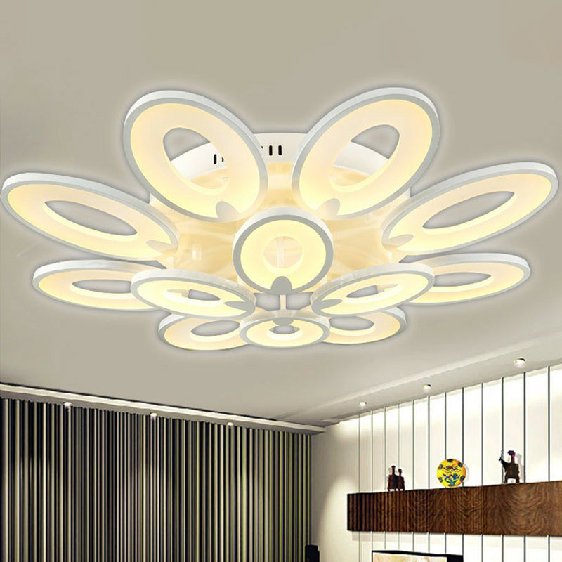 Peacock Wohnzimmer LED LED SEMI Flush Lighting Acryl moderne Deckenleuchte in Weiß