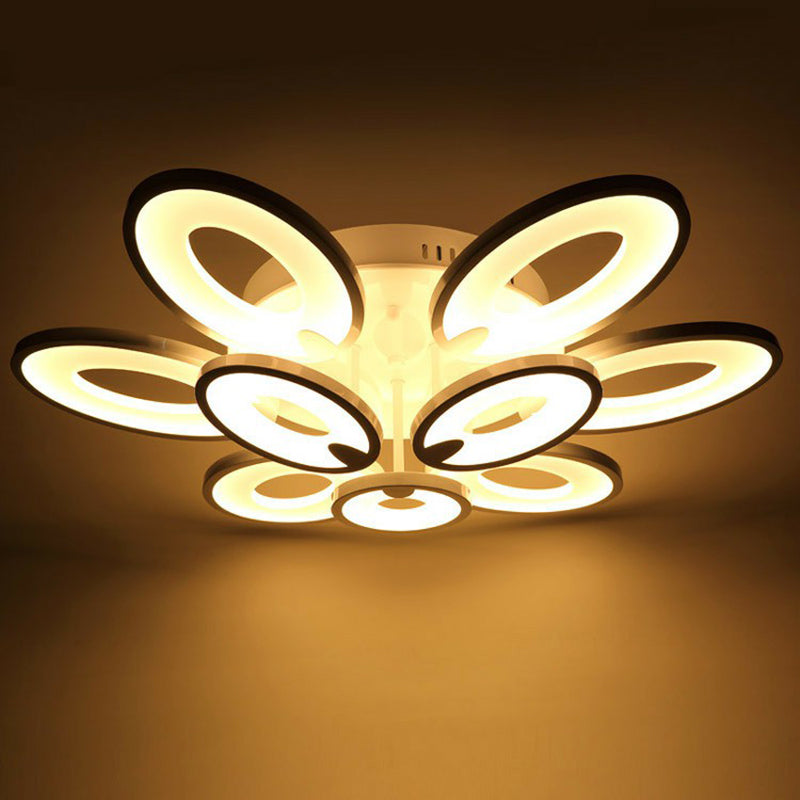 Peacock Wohnzimmer LED LED SEMI Flush Lighting Acryl moderne Deckenleuchte in Weiß