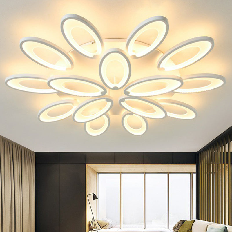 Minimalist Peacock Ceiling Mounted Light Acrylic Living Room LED Semi Flush Mount in White