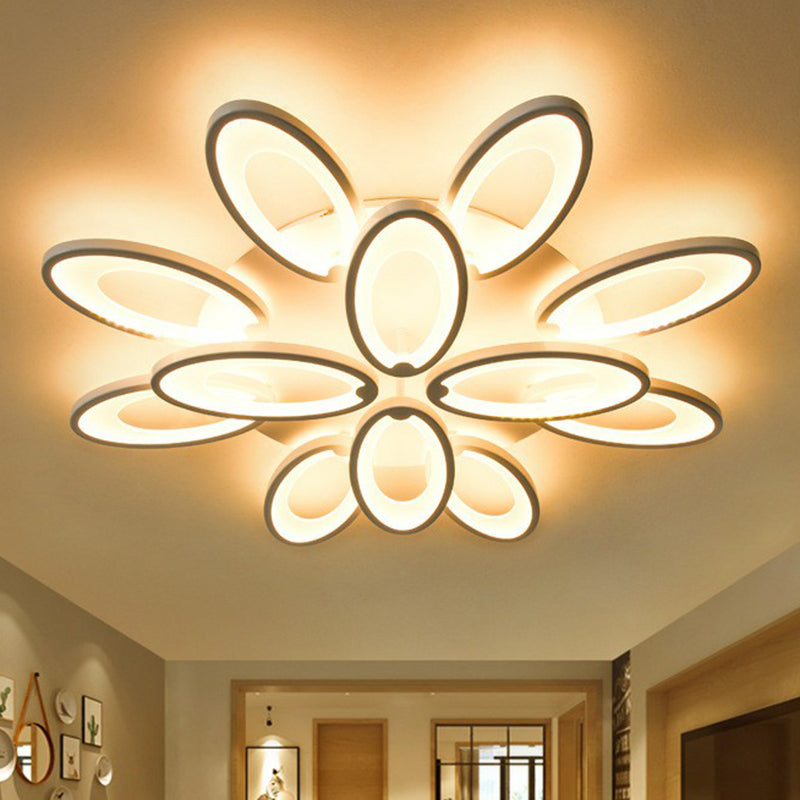 Minimalist Peacock Ceiling Mounted Light Acrylic Living Room LED Semi Flush Mount in White