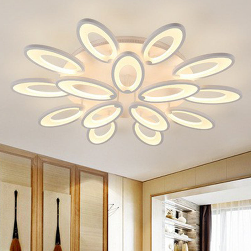 Minimalist Peacock Ceiling Mounted Light Acrylic Living Room LED Semi Flush Mount in White