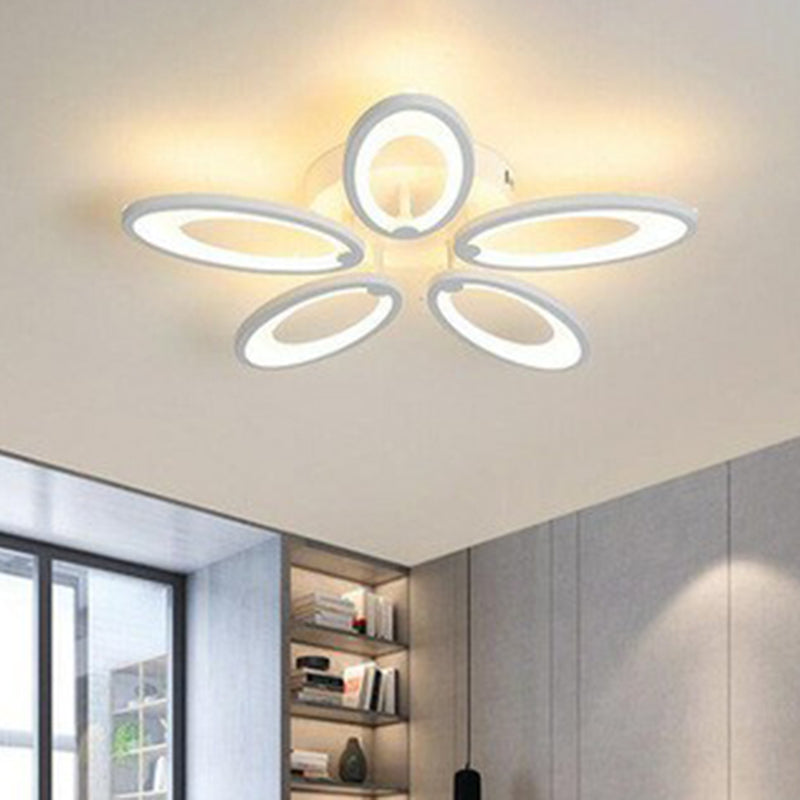 Minimalist Peacock Ceiling Mounted Light Acrylic Living Room LED Semi Flush Mount in White