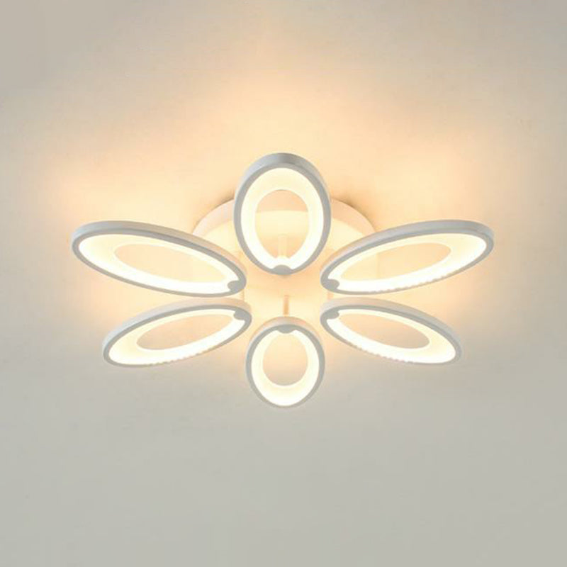 Minimalist Peacock Ceiling Mounted Light Acrylic Living Room LED Semi Flush Mount in White
