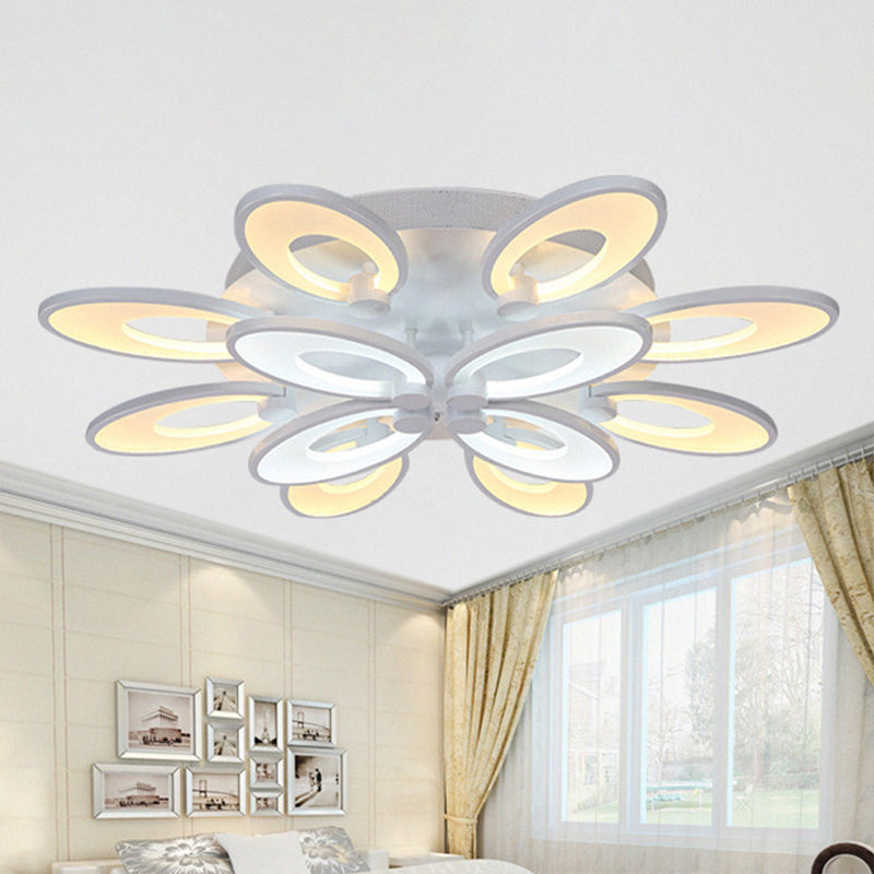 Minimalist Peacock Ceiling Mounted Light Acrylic Living Room LED Semi Flush Mount in White