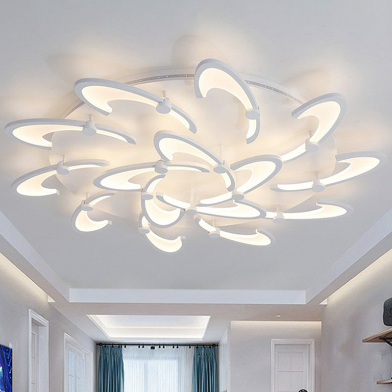 Windmill Acrylic LED Semi Flush Lighting Modern Style White Ceiling Mounted Light Fixture