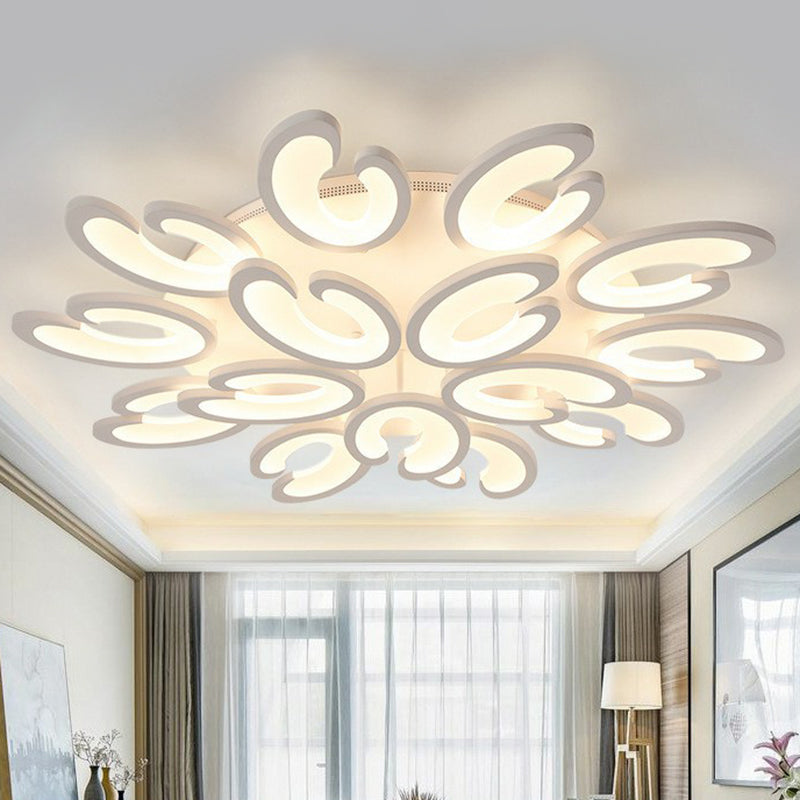 White Wing Ceiling Mounted Light Minimalist Acrylic LED Semi Flush Mount for Living Room