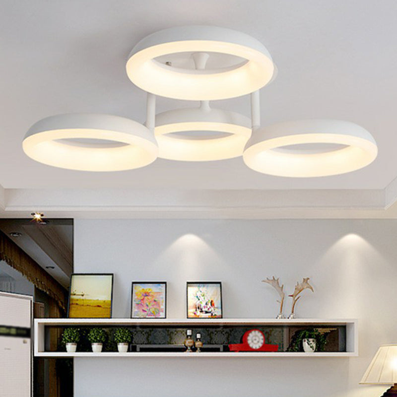 Simplicity Circle LED Semi Flush Light Acryl Wohnzimmer Deckeneinbauleuchte in Weiß