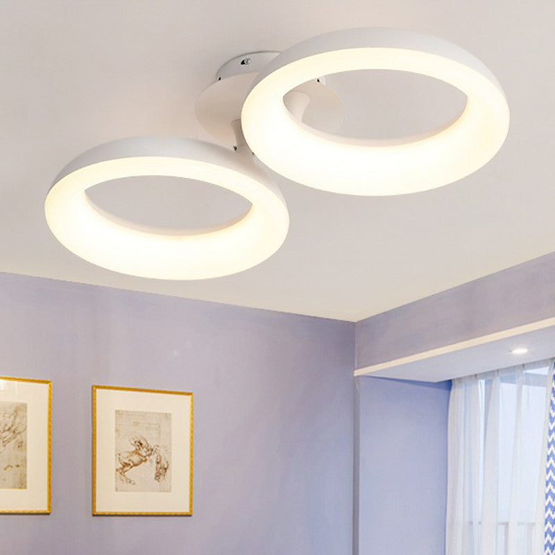 Simplicity Circle LED Semi Flush Light Acryl Wohnzimmer Deckeneinbauleuchte in Weiß