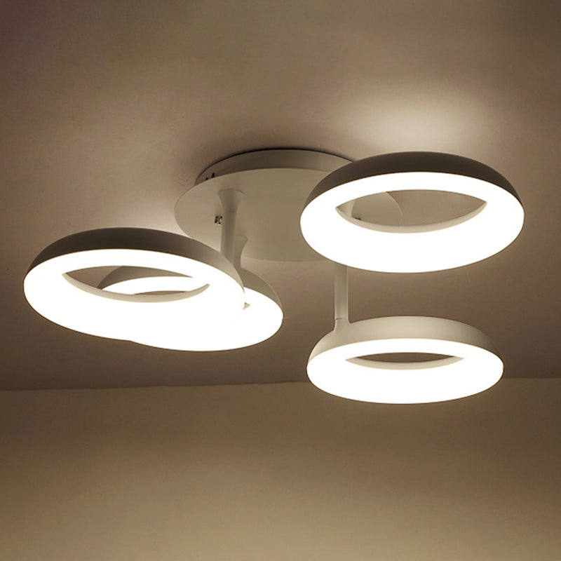 Simplicity Circle LED Semi Flush Light Acryl Wohnzimmer Deckeneinbauleuchte in Weiß