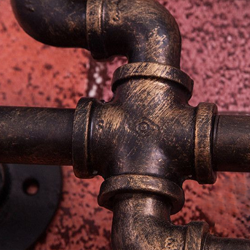 Pipada de bronce Montaje de pared Luz industrial de 3 cabezas Luz de pared de restaurante con cadena de piezas de ruedas dentadas