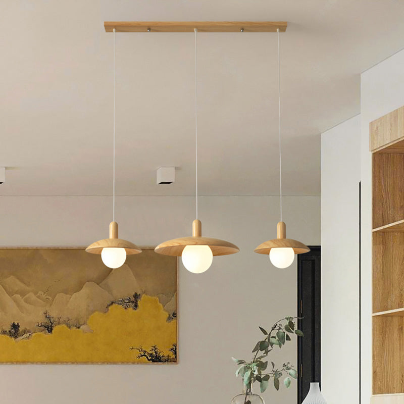 Funnel schaduw Restaurant Multi Light hangers hout 3 bollen minimalistische hangende verlichting
