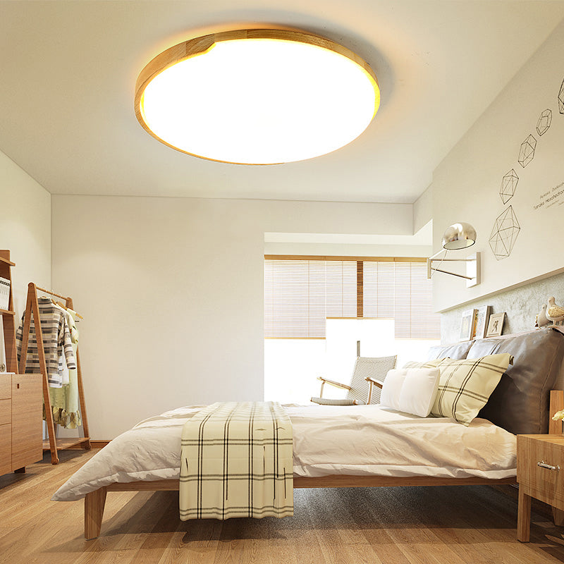 Ultra-Thin Round Bedroom LED Flush Mount Light Wood Simplicity Flush Mount Ceiling Light