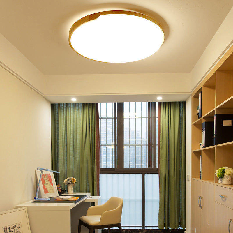 Ultra-Thin Round Bedroom LED Flush Mount Light Wood Simplicity Flush Mount Ceiling Light