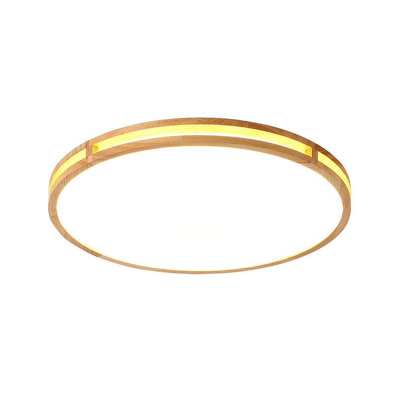 Circular Shaped Flush Mount Lighting Minimalist Wood Bedroom LED Flush Mount Fixture