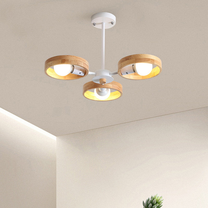 Simplicity Circle Shaped Chandelier Lighting Wooden Bedroom Pendant Light Fixture