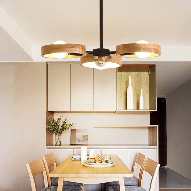 Simplicity Circle Shaped Chandelier Lighting Wooden Bedroom Pendant Light Fixture