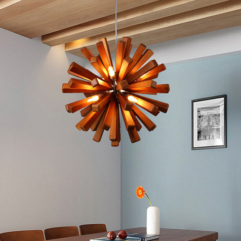 Wood Dandelion Ceiling Lighting Nordic Style Chandelier Light Fixture for Restaurant