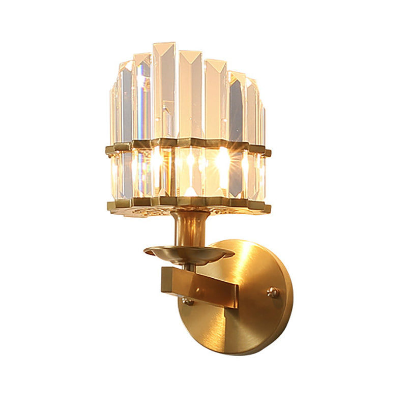 K9 Crystal Wall Sconce Lamp Contemporary Style Metal 1 Light Black/Brass Finish Wall Light Fixture for Living Room