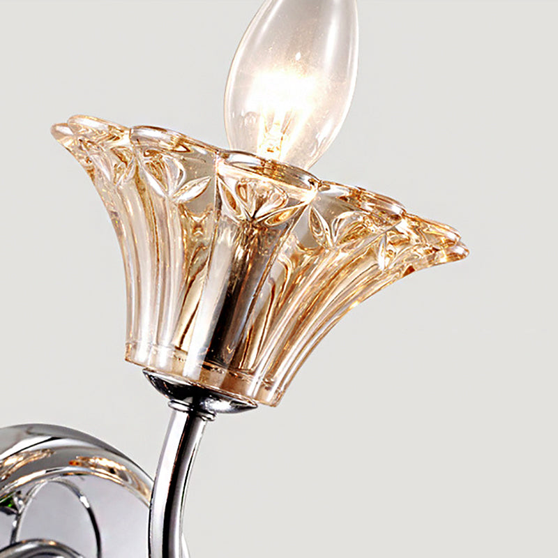 Bell Amber Glass Sconce Lampe Vintage Elemy 2 Lights Chrome Light Wall With Green Teardrop Crystal déco