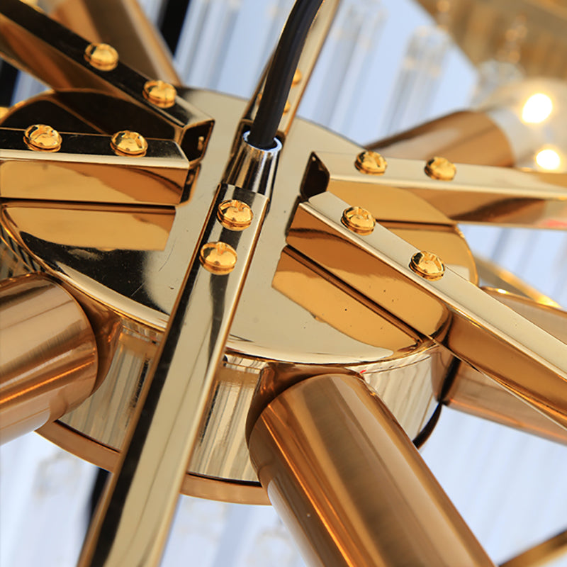 Lámpara de lámpara cónica lámpara de vidrio transparente moderno 6 luces colgante de techo dorado