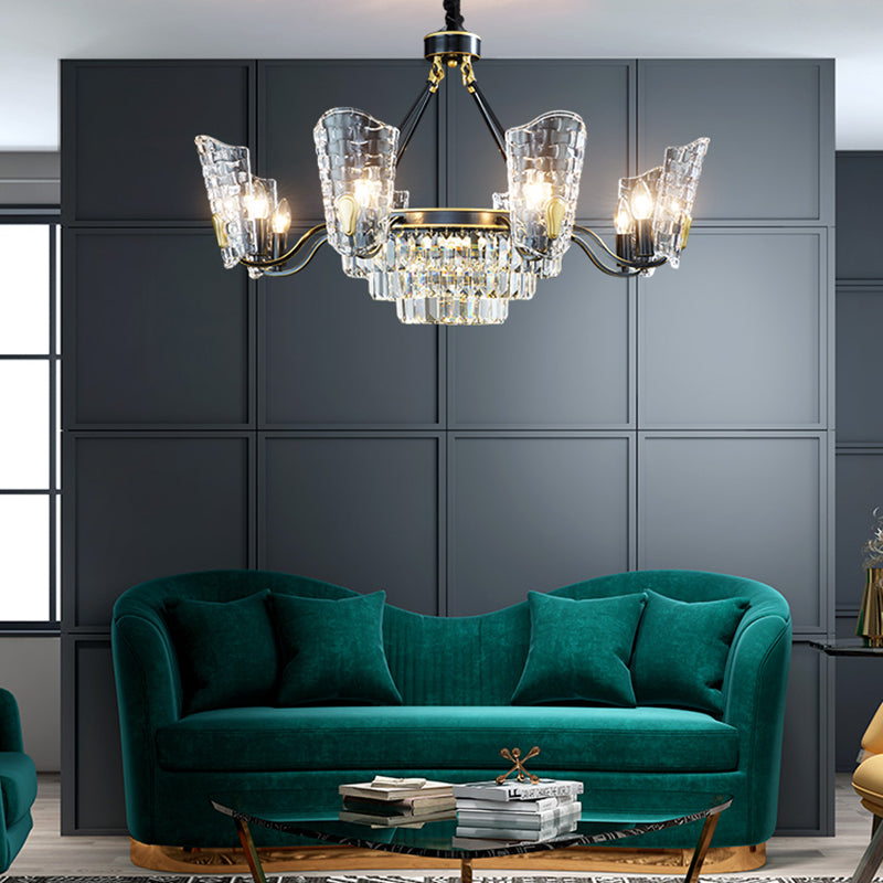 Geschnitzte Kristallschildform Decke Krorenleuchter modern