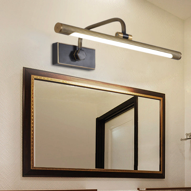 14"/18"/23" W Tubular Bathroom Sconce Lamp Traditional Metal Antique Brass LED Vanity Lamp in Natural Light