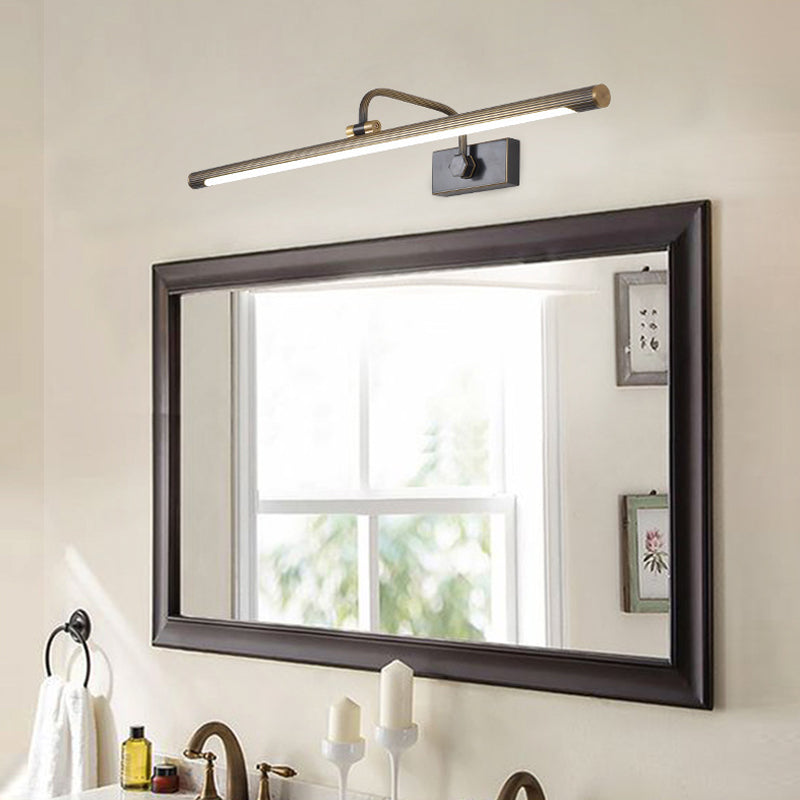 14"/18"/23" W Tubular Bathroom Sconce Lamp Traditional Metal Antique Brass LED Vanity Lamp in Natural Light