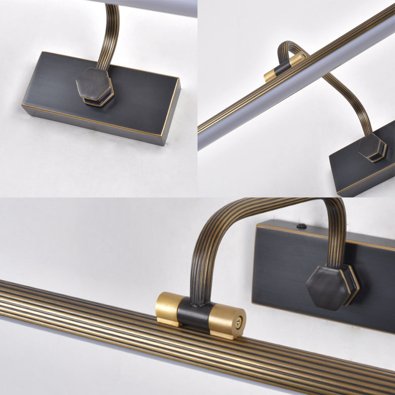 14"/18"/23" W Tubular Bathroom Sconce Lamp Traditional Metal Antique Brass LED Vanity Lamp in Natural Light