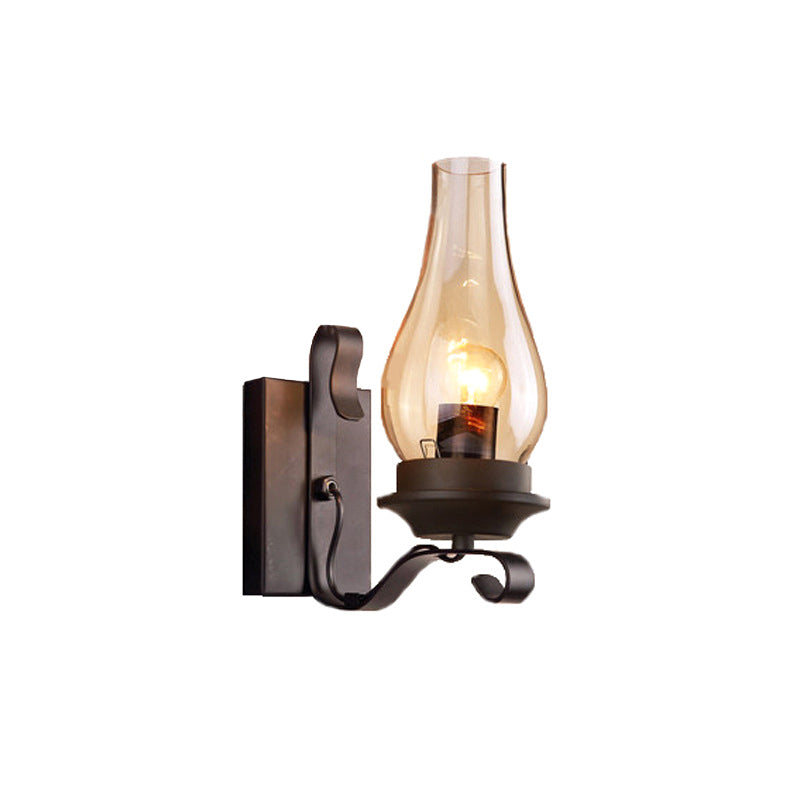 Lampe murale en verre en verre ambre simple