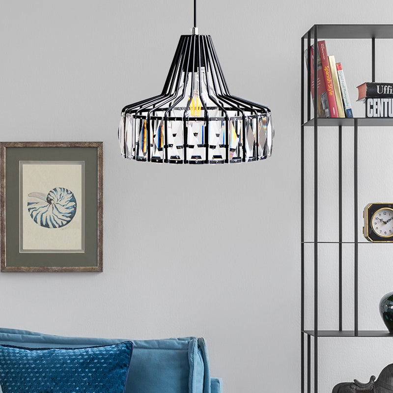 Luz de colgante de granero negro lámpara industrial 1 Bloque de cristal de luz Kit de luz colgante, 10 "/12.5" de ancho