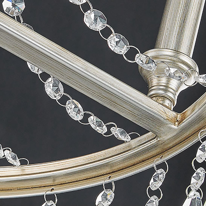 Lámpara de araña de vela de metal luz colgante moderna 6 luces de níquel luz de suspensión para comedor