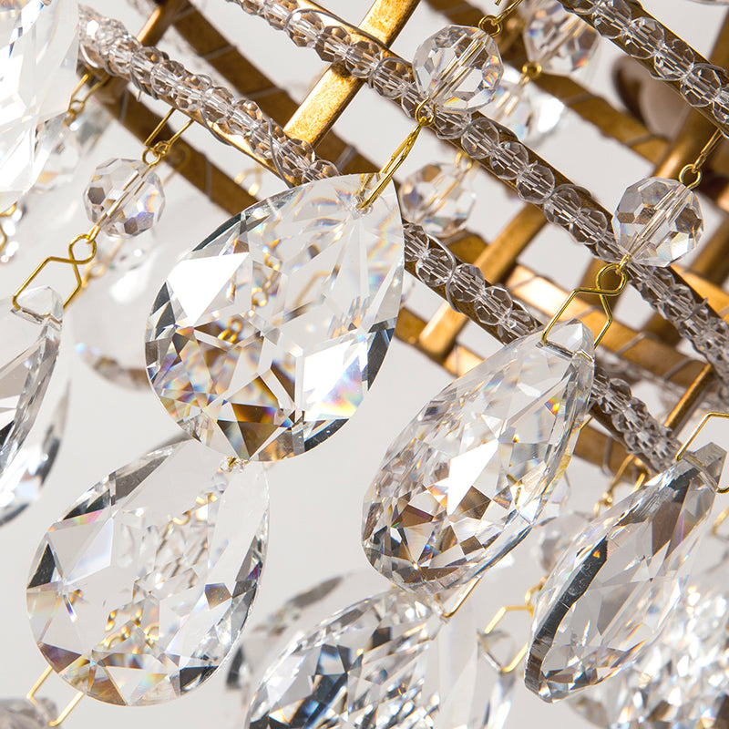 4 Lichter Korridor Kronleuchter Licht moderne goldene hängende Lampe mit Kerzenkristallabfall