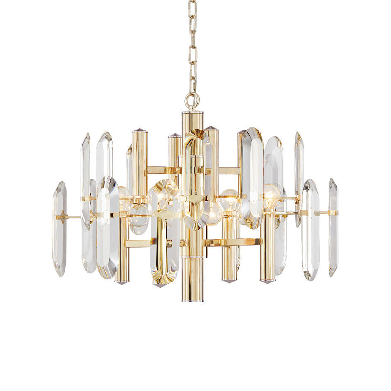 Metal Frame Hanging Light Kit Modern 8/10 Lights Gold Chandelier Light Fixture, 23.5"/31.5" Wide