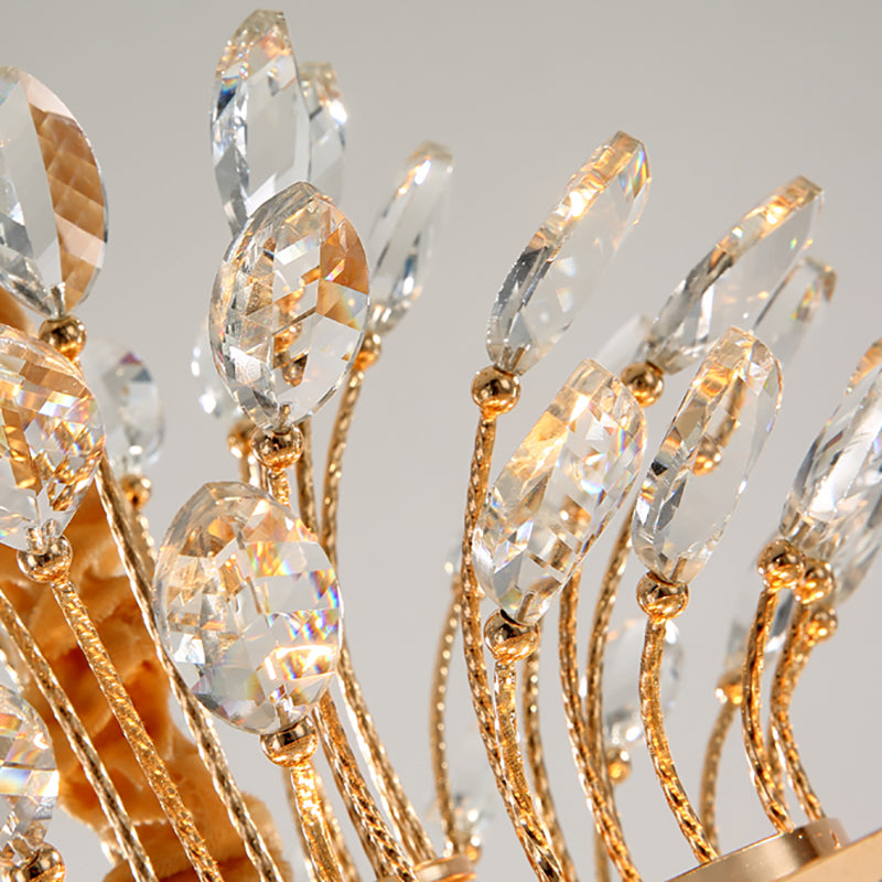 Tapered Chandelier Light Modern Faceted Crystal 9 Lights Gold Hanging Light Fixture for Bedroom