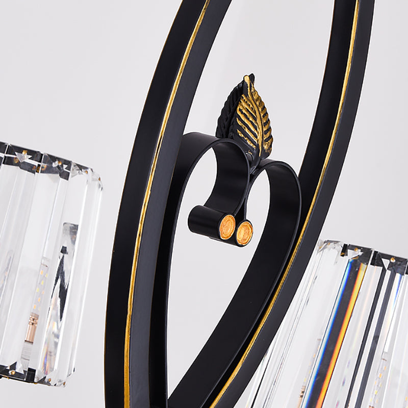 Verjüngter Kristallblock Deckenleuchte Vintage 3/6 Leuchten hängende Deckenleuchte für Esszimmer in Schwarz