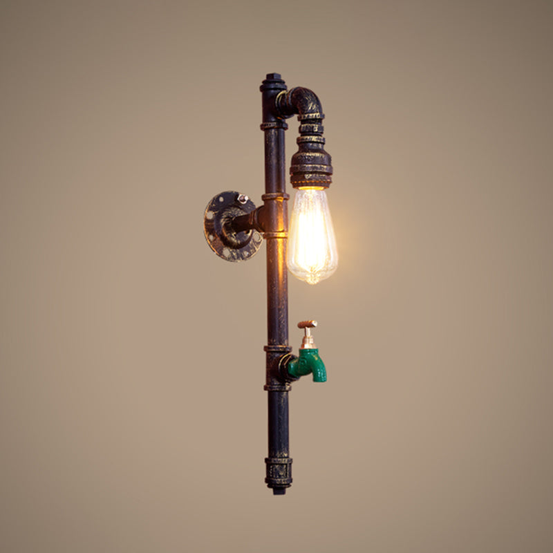 Iron Water Pipe Wall Light Retro Style Restaurant Wall Lighting Fixture in Bronze