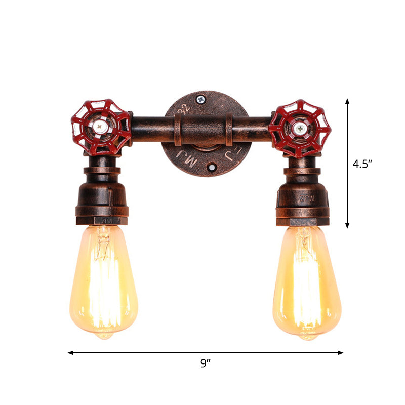 Vintage exponierte Lampenwandbeleuchtung Eisenwandmontagelampe mit Ventildekoration