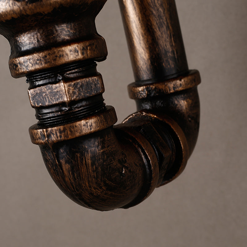 Water Pipe Iron Wall Light Fixture Vintage 2 Bulbs Restaurant Wall Mounted Lamp in Rust