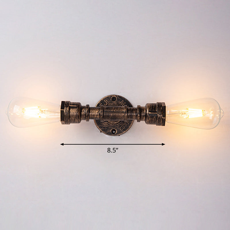 Iron Water Pipe Wall Lamp Rustic Style Restaurant Wall Lighting Fixture in Bronze