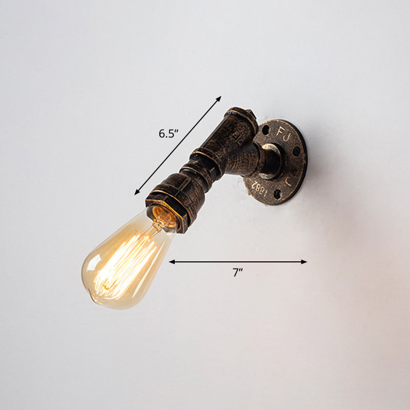 Iron Water Pipe Wall Lamp Rustic Style Restaurant Wall Lighting Fixture in Bronze