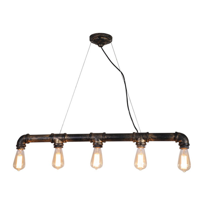 Plumbing Pipe Iron Island Pendant Lighting Rustic Living Room Ceiling Light in Bronze