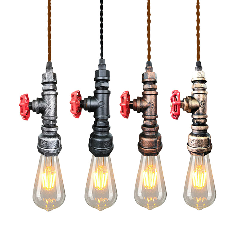 Iron Water Valve Suspension Lighting Retro Style 1 Bulb Bar Pendant Light Fixture