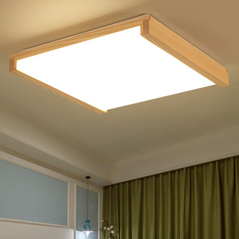 Quadratisch LED-Unterputz Licht Einfachheit Holz Schlafzimmer Flush Mount Deckenleuchte Licht