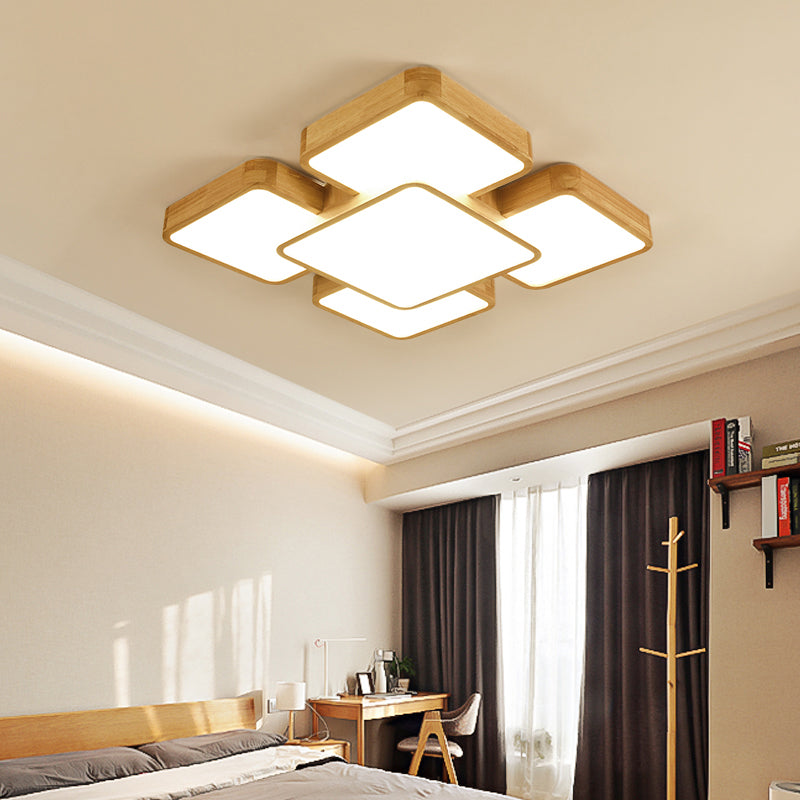 Minimaliste Flush géométrique Mount Lighting Wood Living Room LED Flush Mount Fixture