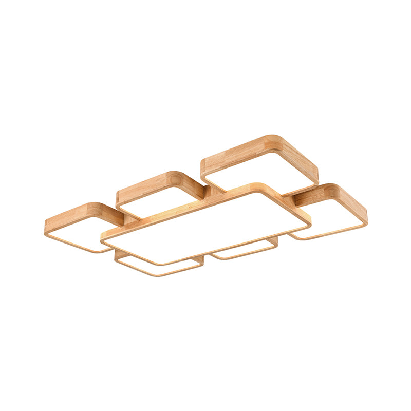 Minimalist Geometrical Flush Mount Lighting Wood Living Room LED Flush Mount Fixture