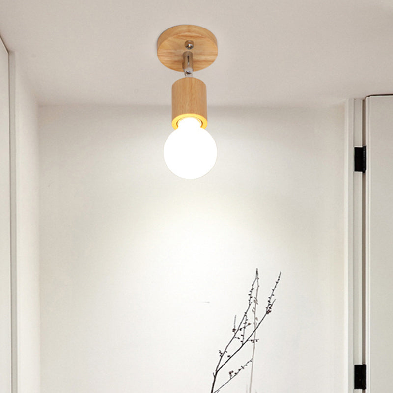 Geometric Shaped Track Lighting Minimalist Wood Restaurant Semi Flush Light Fixture