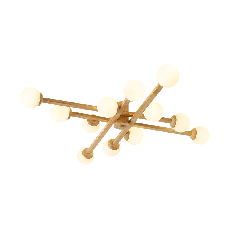Modo Living Room Semi Flush Mount Opal Glass Simplicity Close To Ceiling Chandelier in Wood