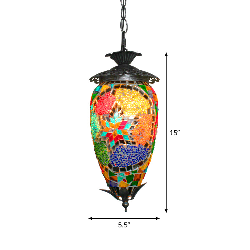 Ein-Bulb-hängende leichte Retro-Stil-Mosaik-Buntglas Deckenbeleuchtung für Bar
