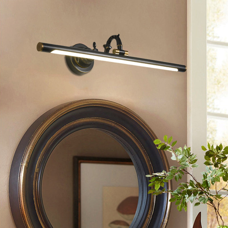 Rotatable Linear Vanity Mirror Light Metal Vintage Wall Mount Lighting in Antique Brass/Black, 14"/18"/23" W